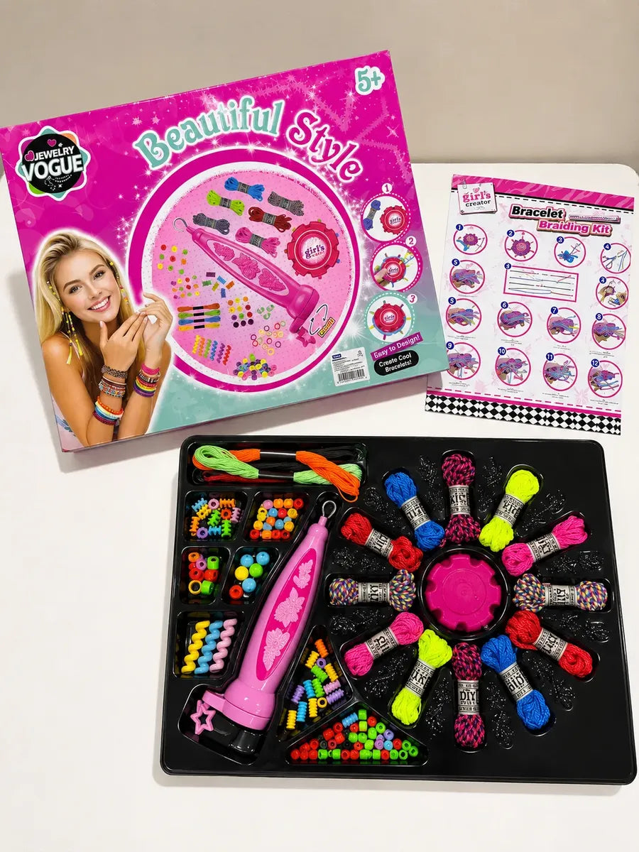 Set Para Hacer Pulseras y Collares Trenzados de Niñas +50pcs