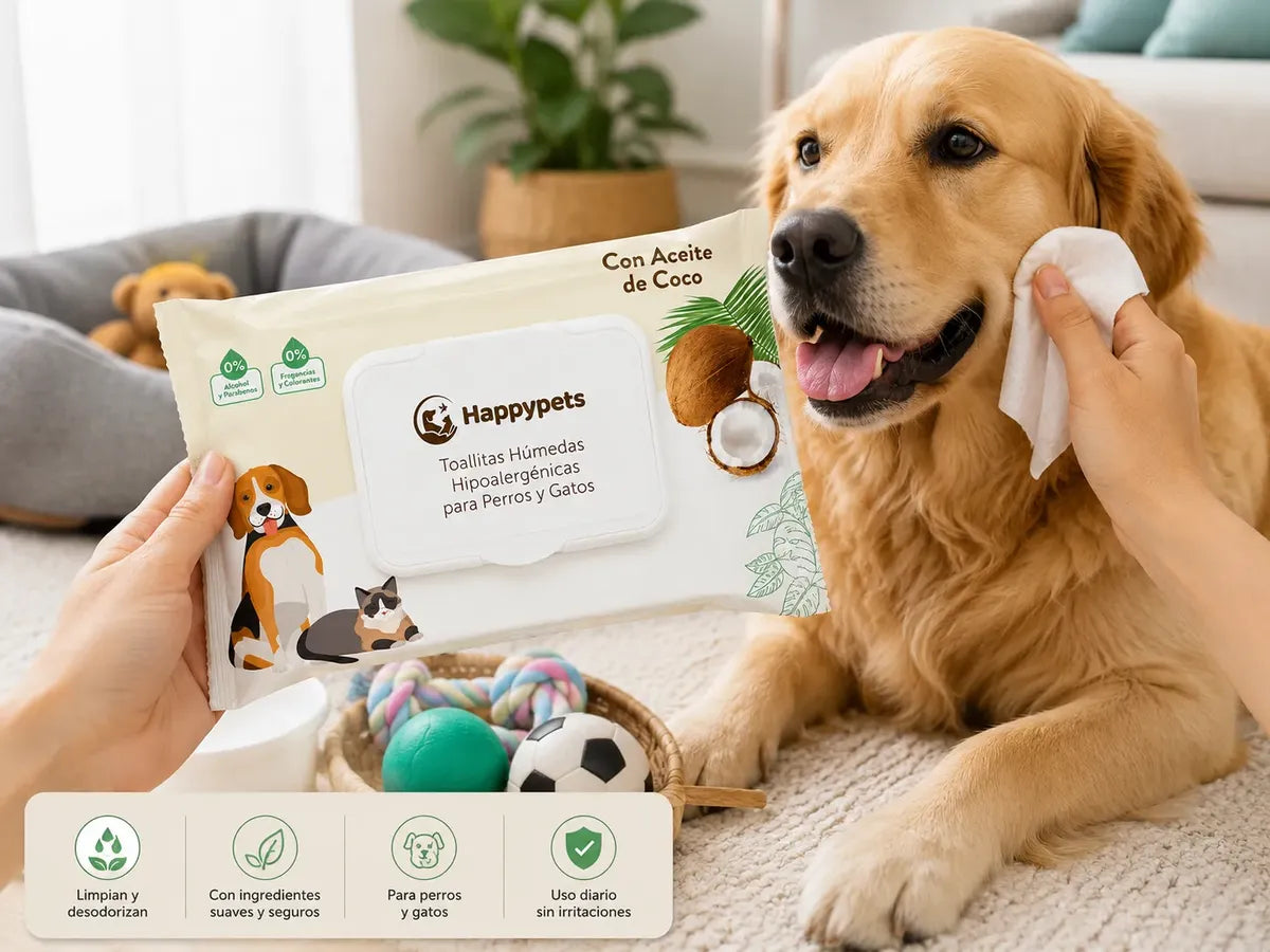 Toallitas Húmedas Hipoalergénicas De Coco 50un Perro Y Gato
