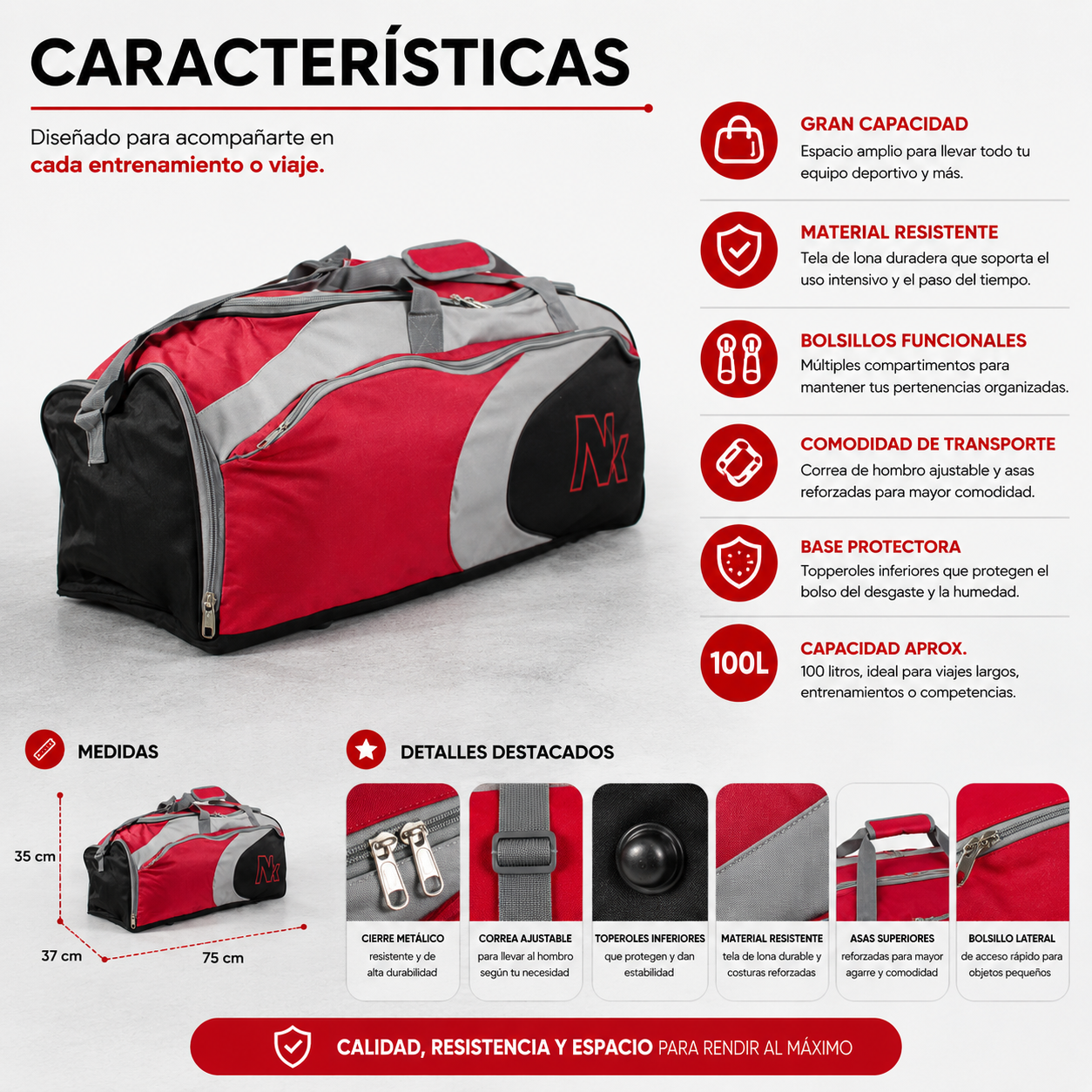 Bolso Raquetero 100L Grande 1133C