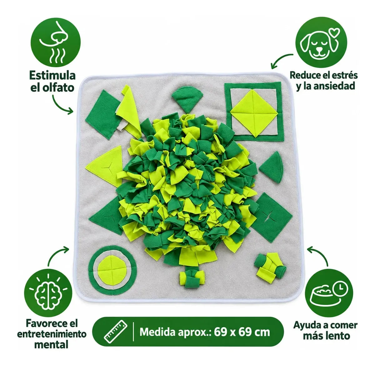 Manta Olfativa Interactiva Para Perros Antiestrés 69x69 Cm