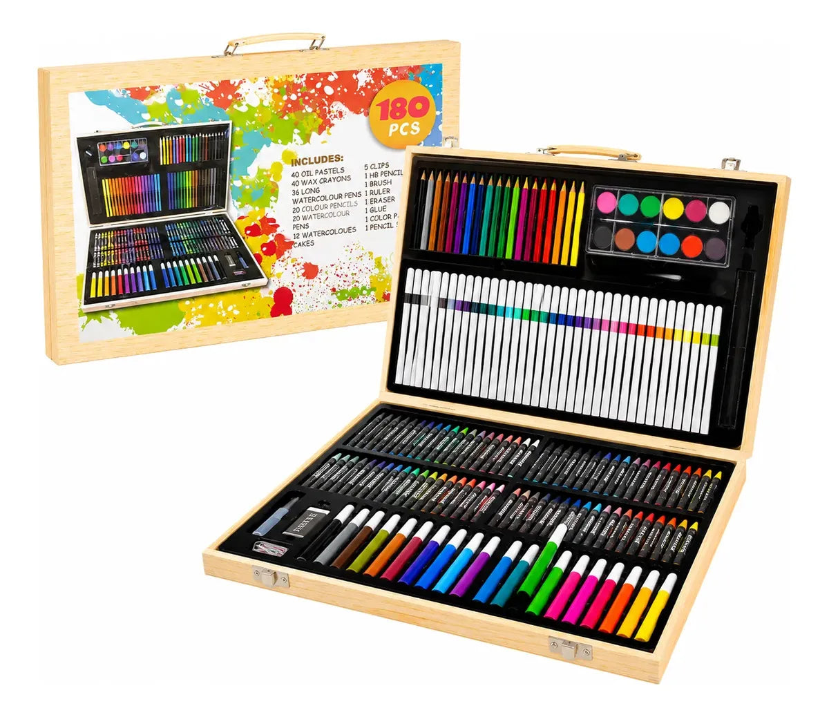 Set Escolar Maleta Dibujo Infantil Lápices Colores 180 Pcs