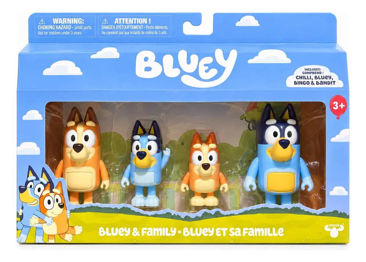 Juguete 4 Figuras Familia Bluey, Bingo, Chilli Y Bandit