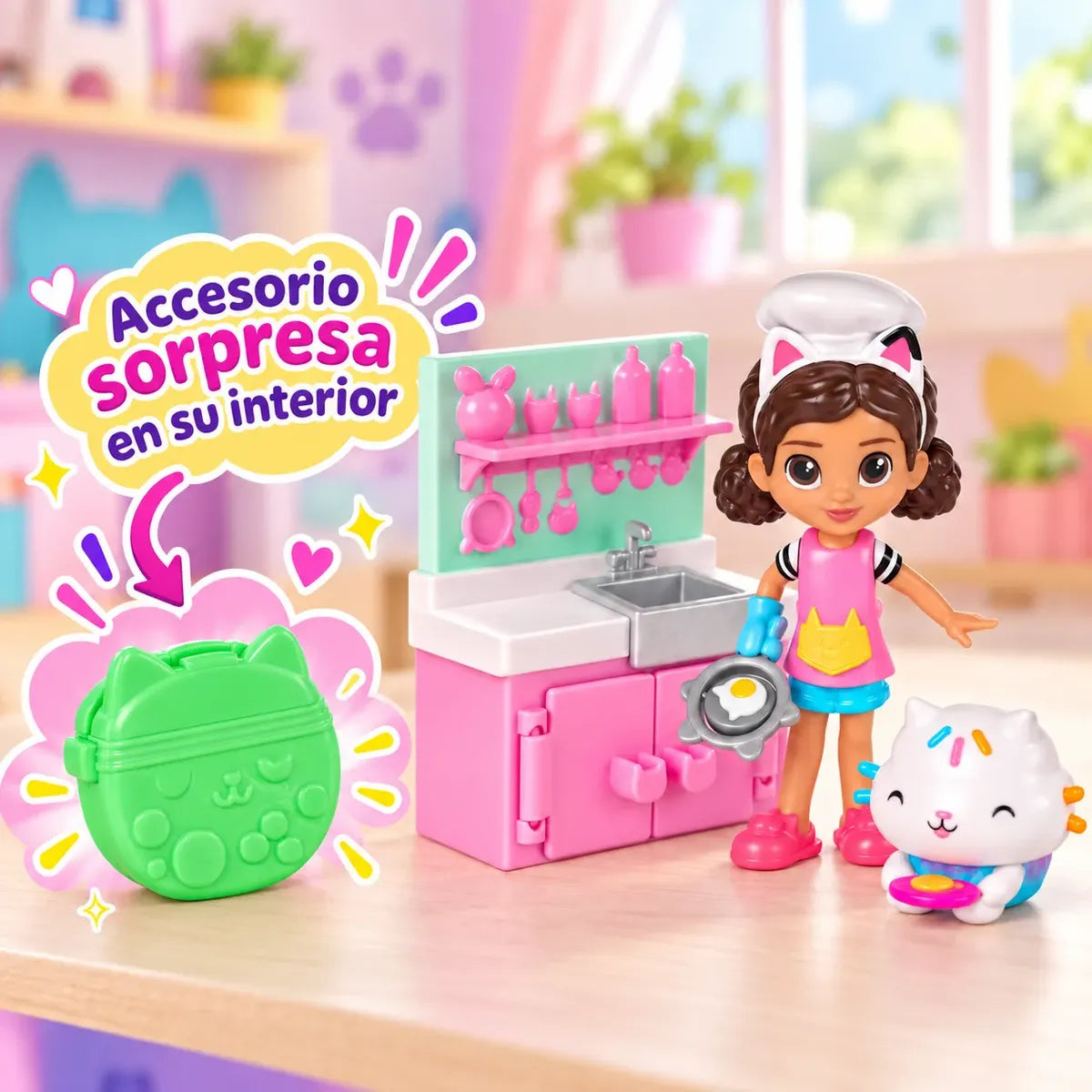 Set De Juego Cocina Gabby Dollhouse Con Accesorio Sorpresa