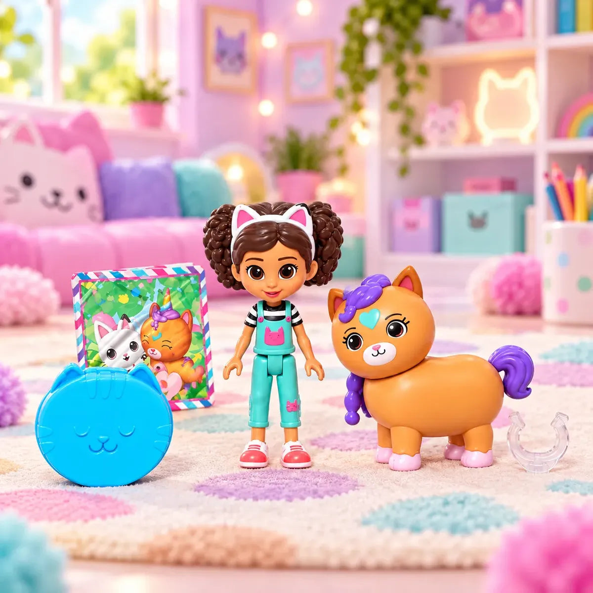 Set Muñeca Gabby Dollhouse Y Kico Gaticornio Infantil