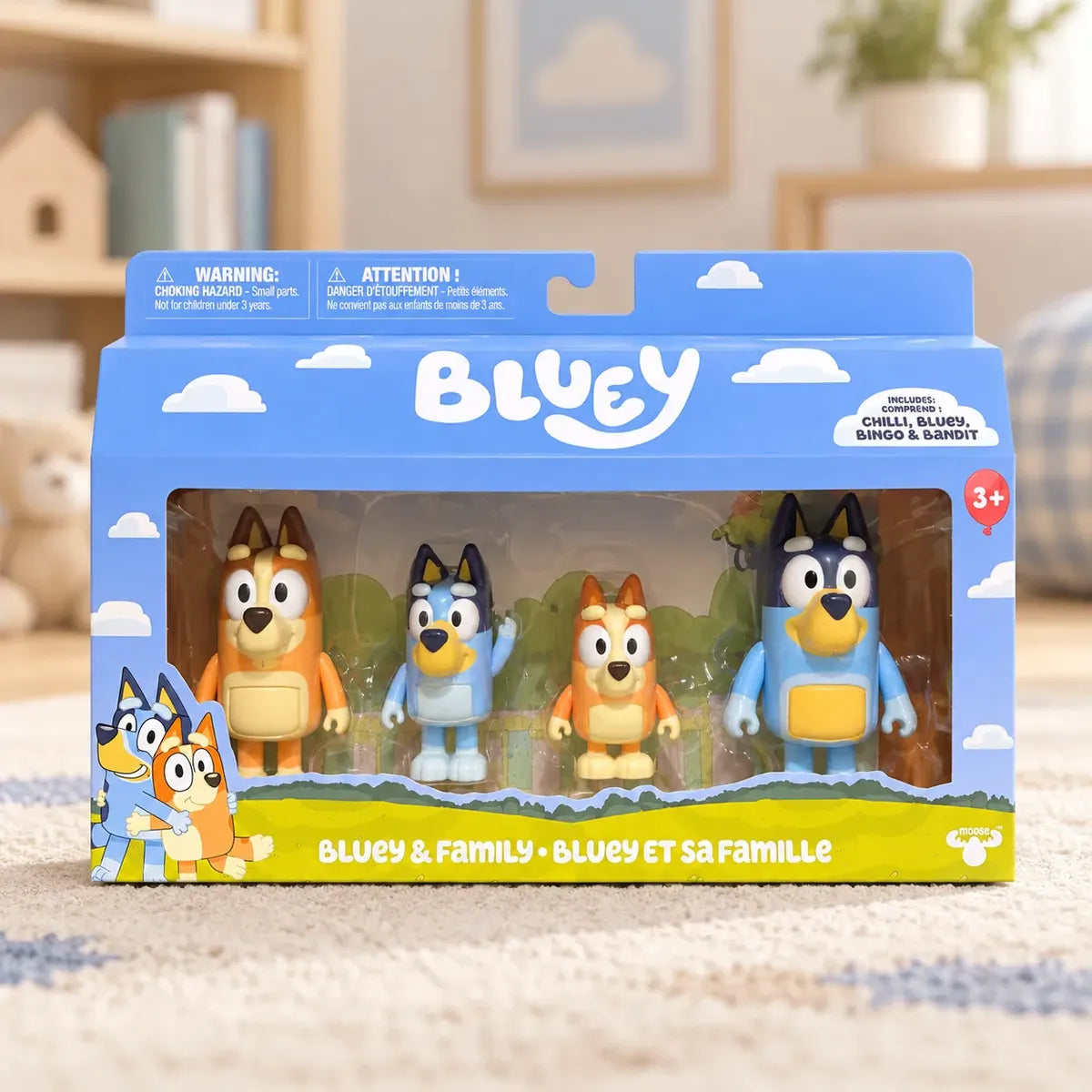Juguete 4 Figuras Familia Bluey, Bingo, Chilli Y Bandit