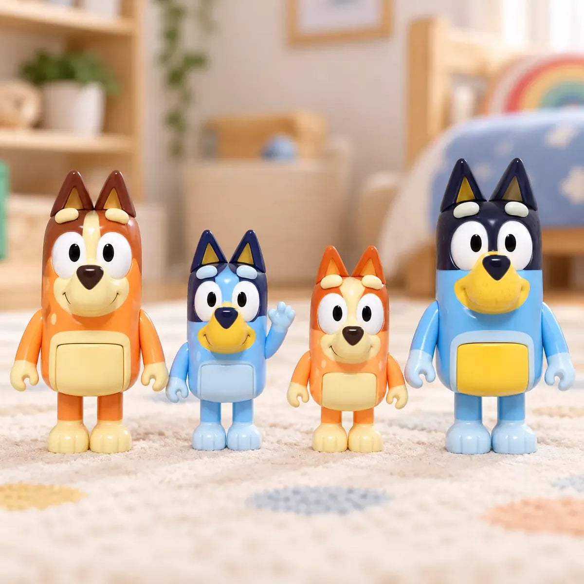 Juguete 4 Figuras Familia Bluey, Bingo, Chilli Y Bandit