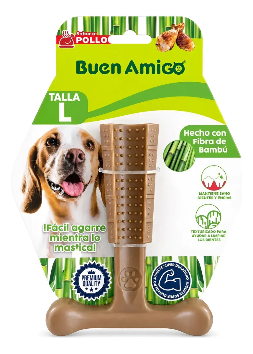 Juguete Mordedor Dental De Bambú Para Perros Sabor Pollo - L