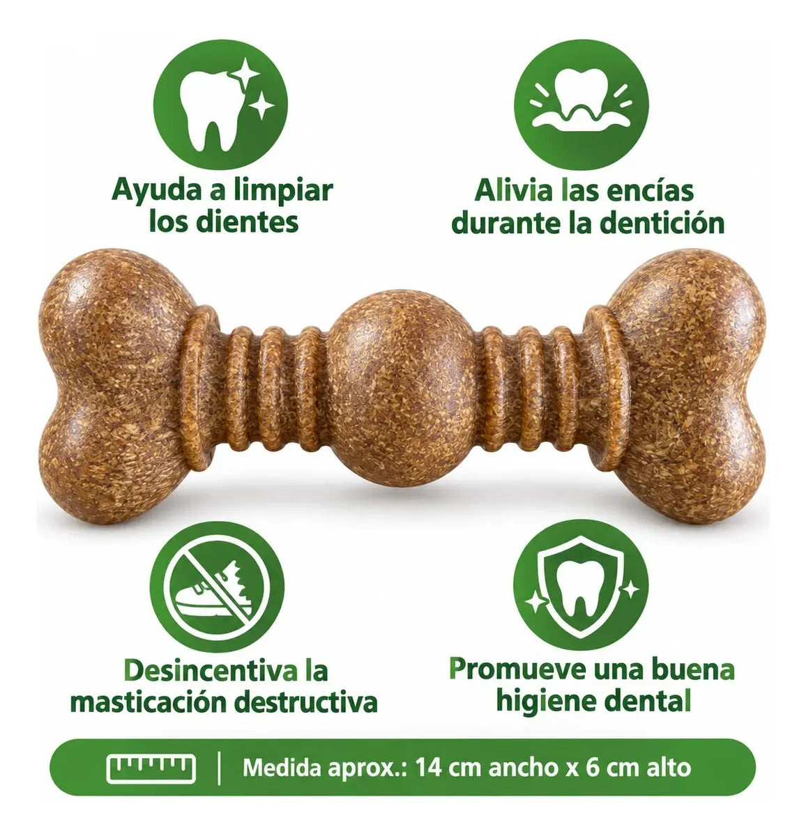 Juguete Mordedor Dental Para Perros Tipo Hueso Antiestrés - Hueso Clásico