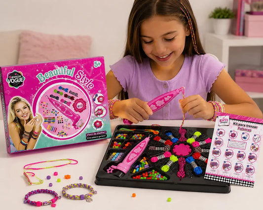 Set Para Hacer Pulseras y Collares Trenzados de Niñas +50pcs