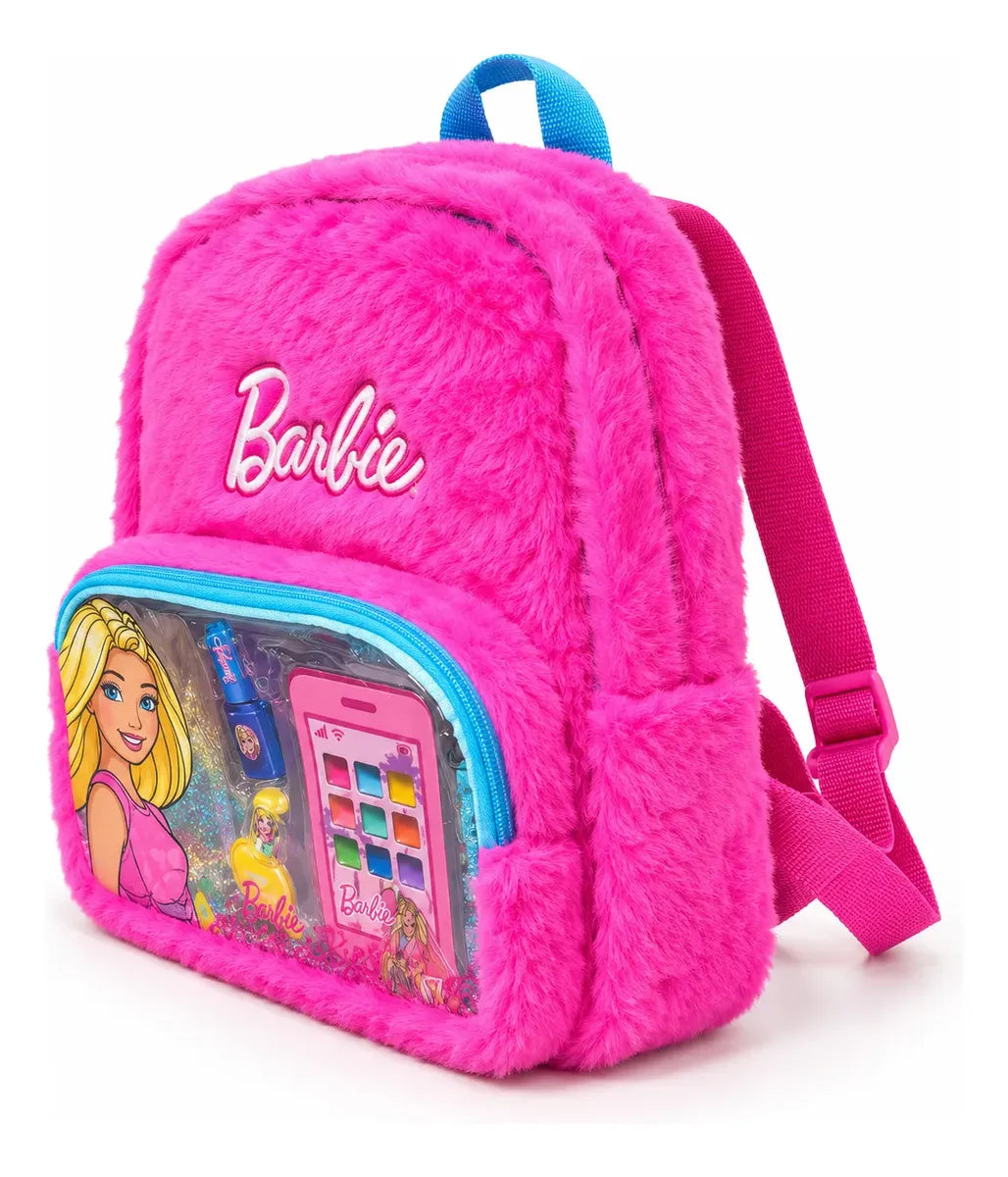 Mochila Barbie Peluche Con Set De Maquillaje Niñas
