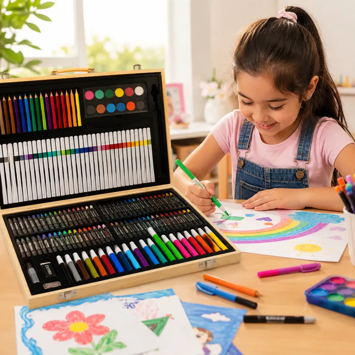 Set Escolar Maleta Dibujo Infantil Lápices Colores 180 Pcs