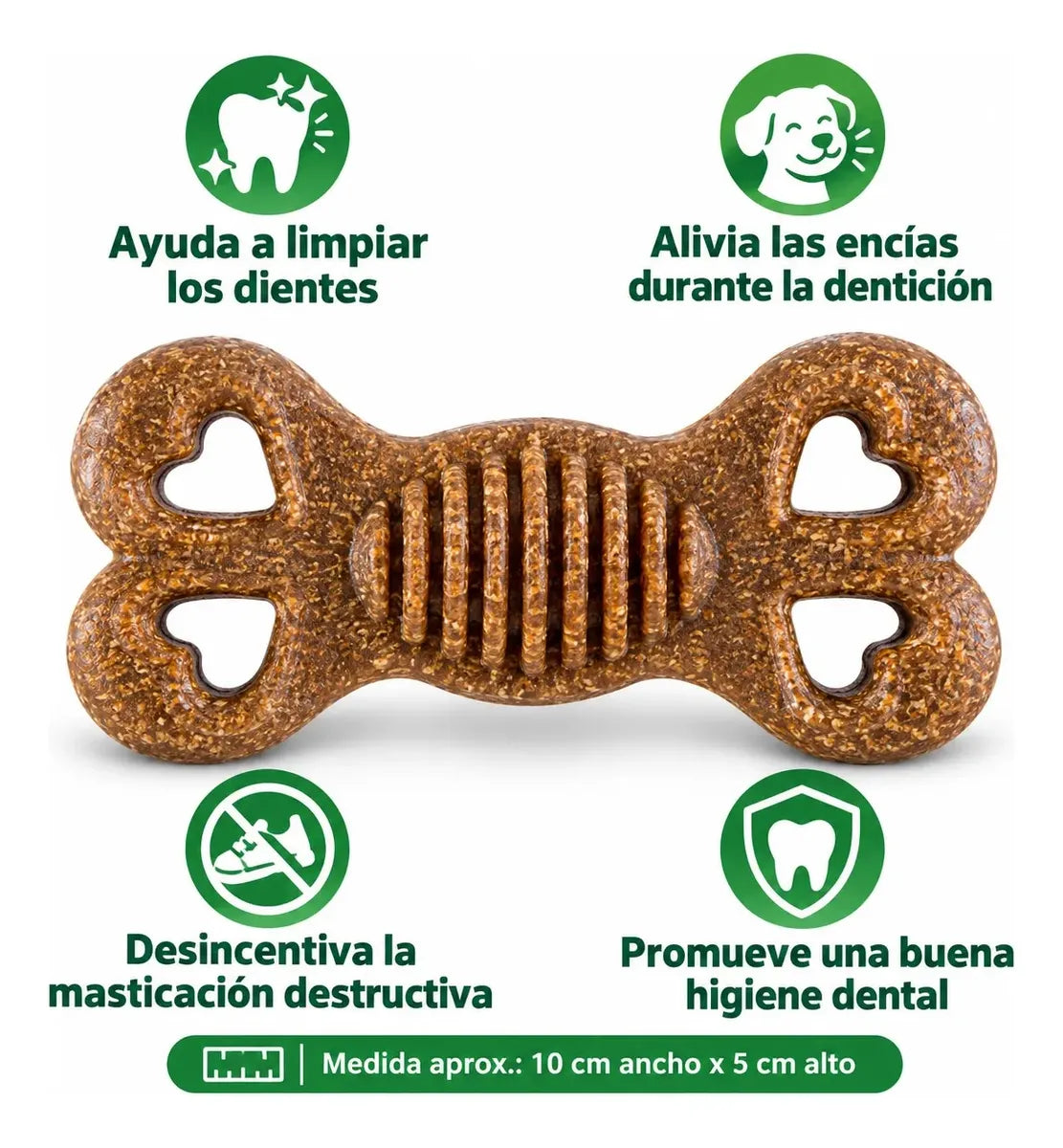 Juguete Mordedor Dental Para Perros Tipo Hueso Antiestrés - Hueso Corazones