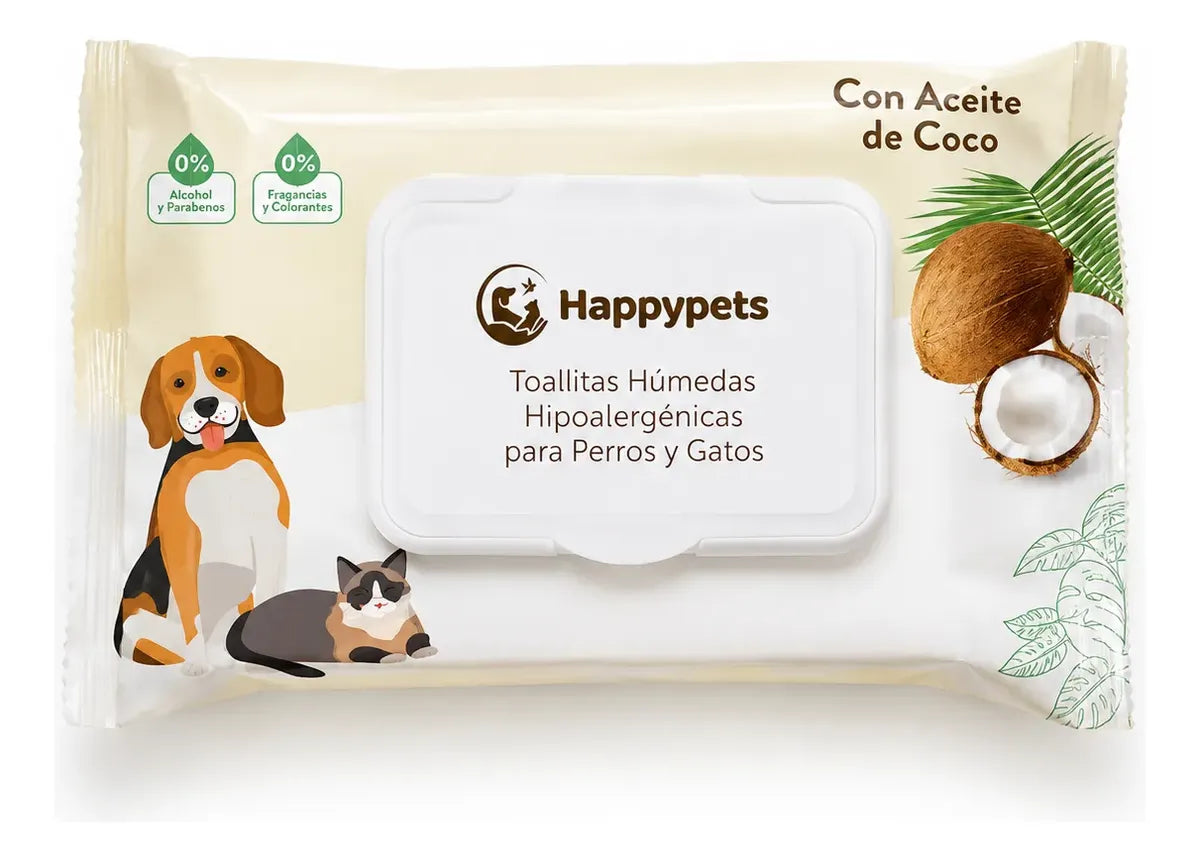Toallitas Húmedas Hipoalergénicas De Coco 50un Perro Y Gato