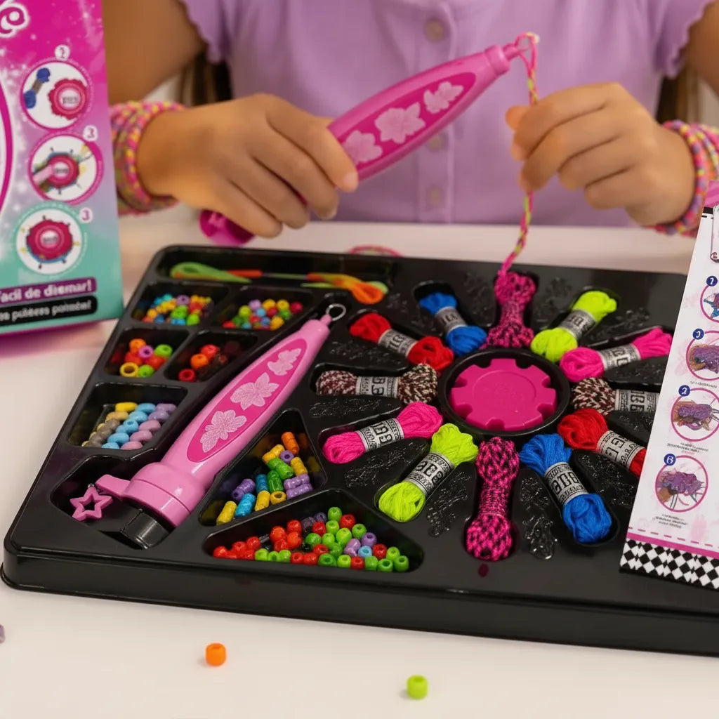 Set Para Hacer Pulseras y Collares Trenzados de Niñas +50pcs
