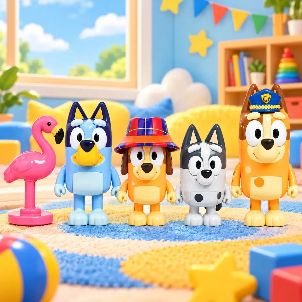 Juguete Bluey Set 5 Figuras Fiesta De Pijamas Con Accesorios