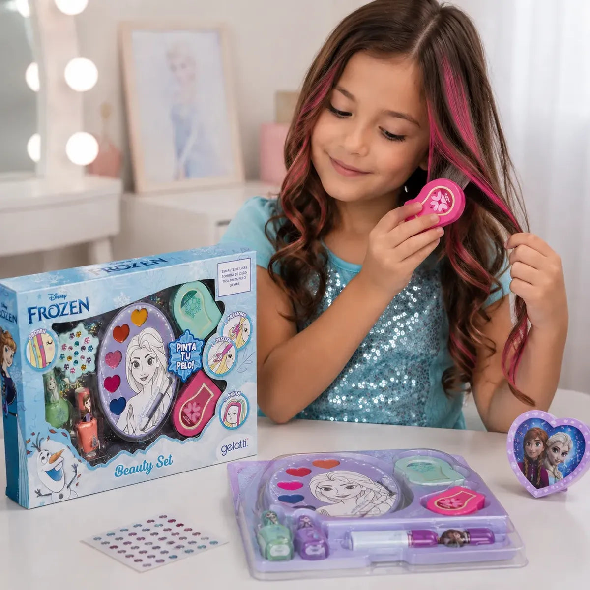 Juguete Set Maquillaje + Pinta Pelo + Uñas Frozen Niñas