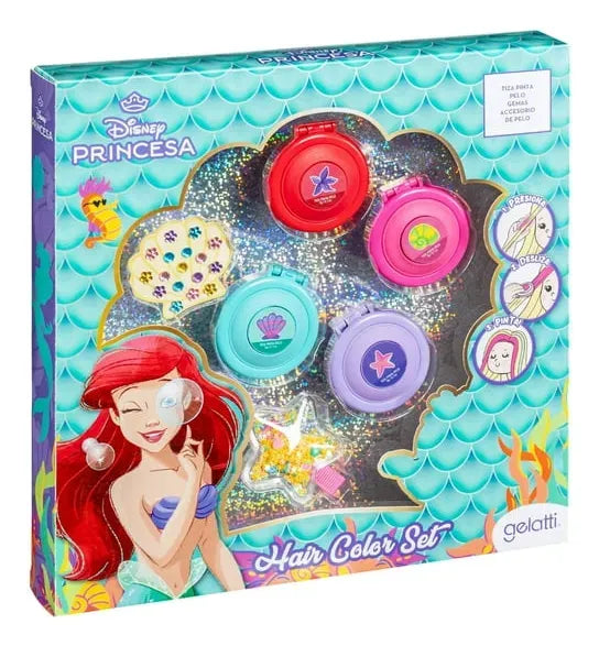 Set Maquillaje Peluquería Pintar el Pelo Niña Princesas 6pcs