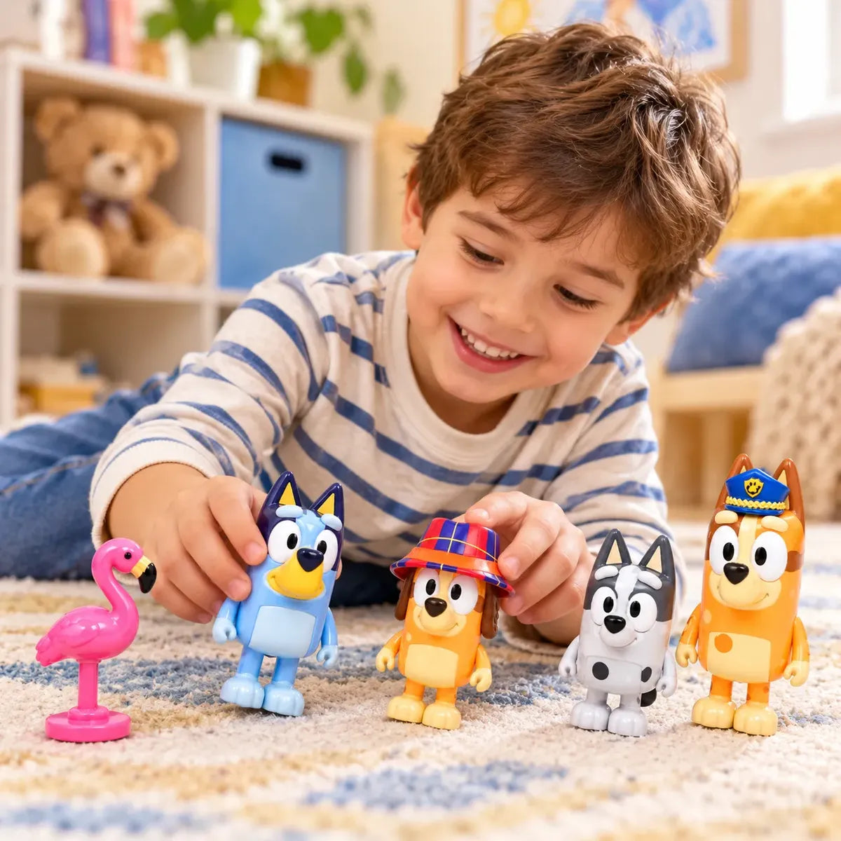 Juguete Bluey Set 5 Figuras Fiesta De Pijamas Con Accesorios