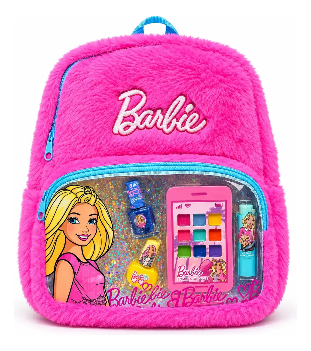 Mochila Barbie Peluche Con Set De Maquillaje Niñas
