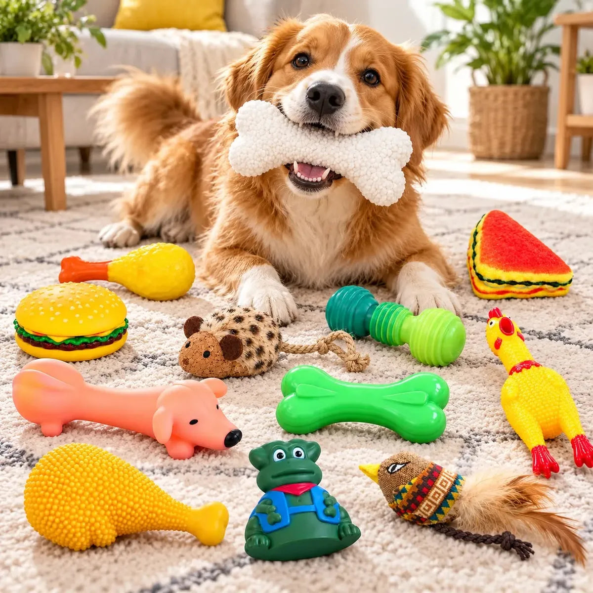 Pack 12 Juguetes Mordedores Surtidos Para Perros Con Sonido