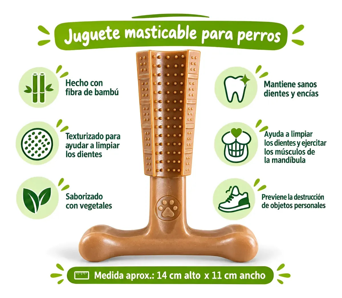 Juguete Mordedor Dental De Bambú Para Perros Sabor Pollo - L