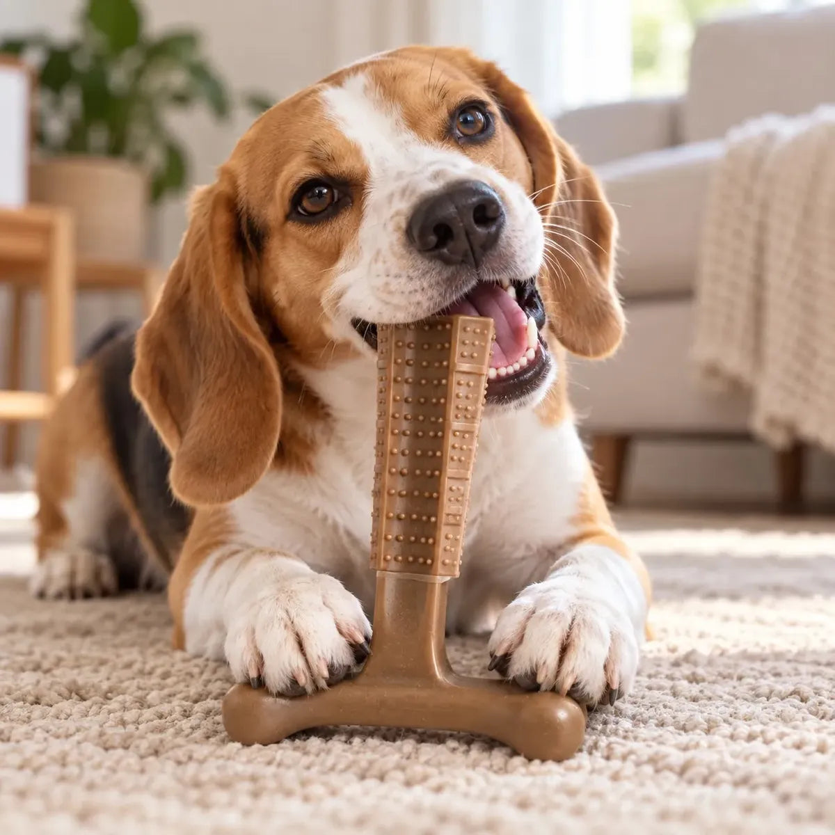 Juguete Mordedor Dental De Bambú Para Perros Sabor Pollo - L
