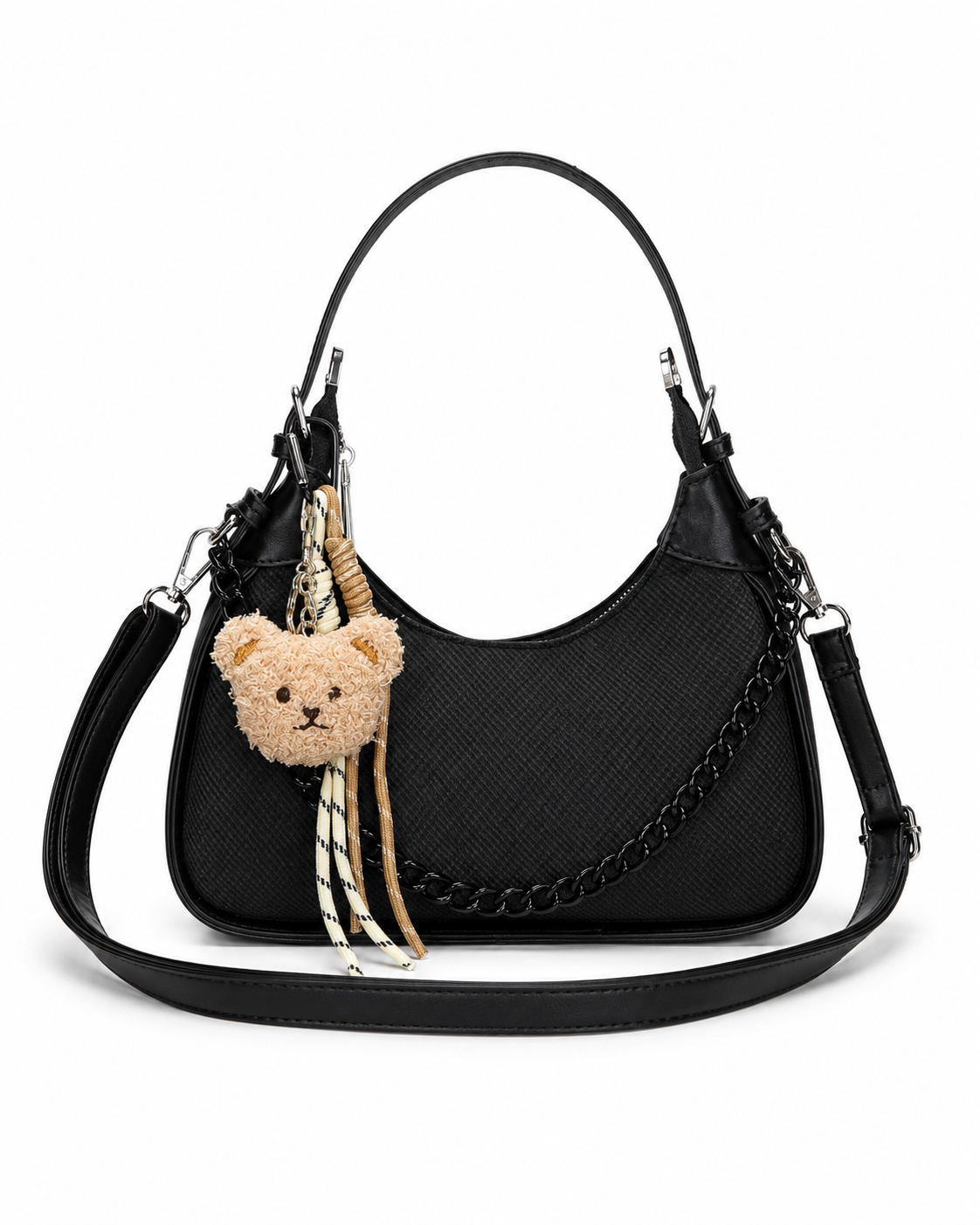 Cartera Mujer 2 En 1 Hombro Bandolera Cadena y Llavero Osito - JJ6030