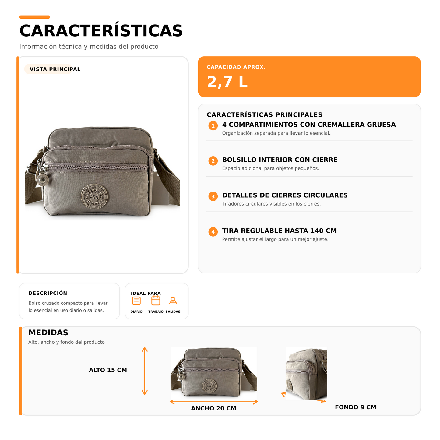 Bolso Cruzado De Mujer Xs 731