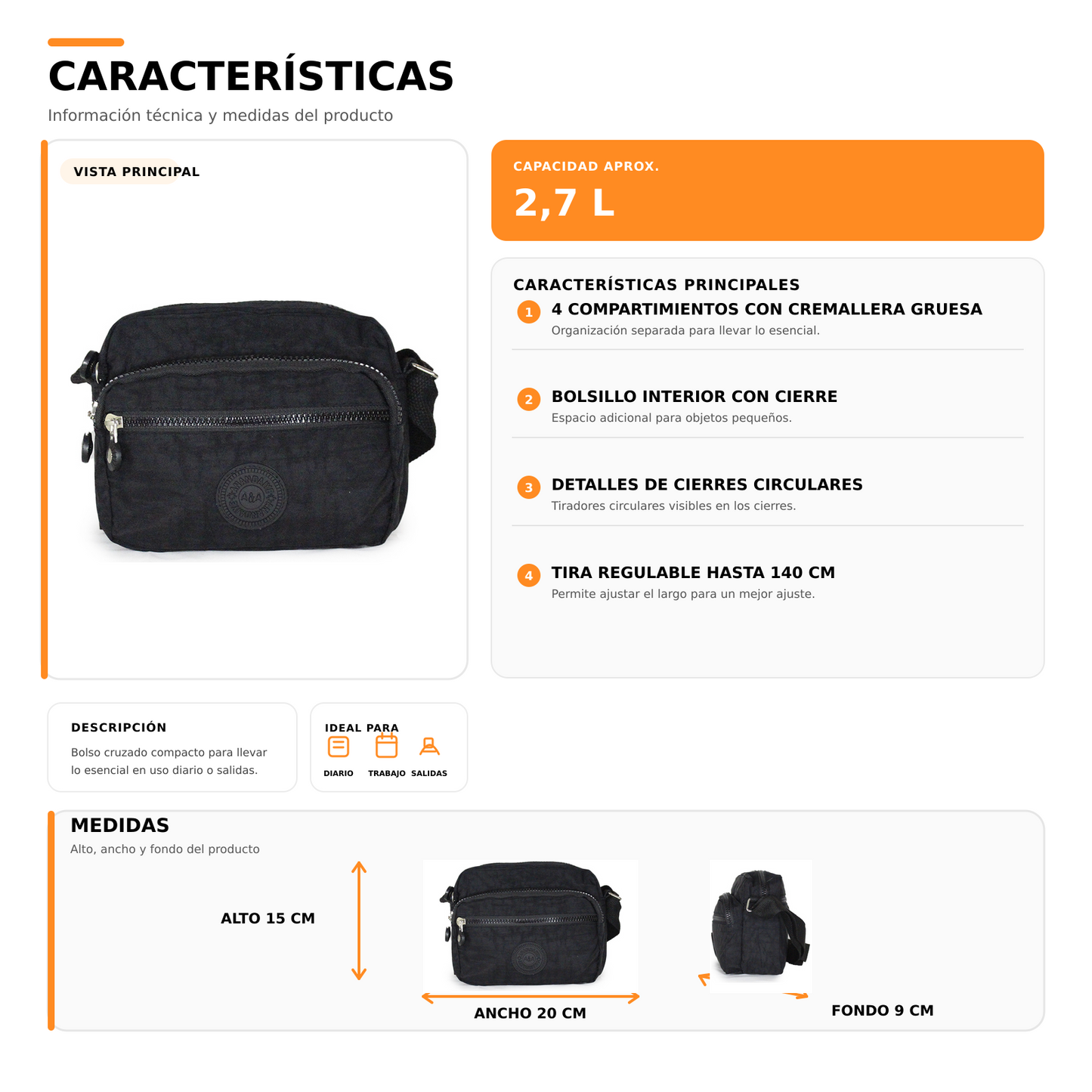 Bolso Cruzado De Mujer Xs 731