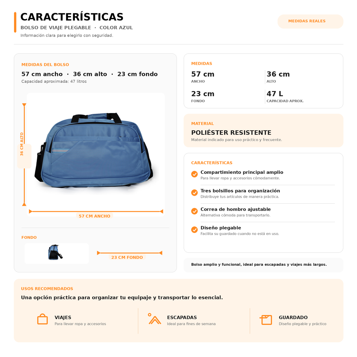 Bolso de Viaje 50L Grande HL002