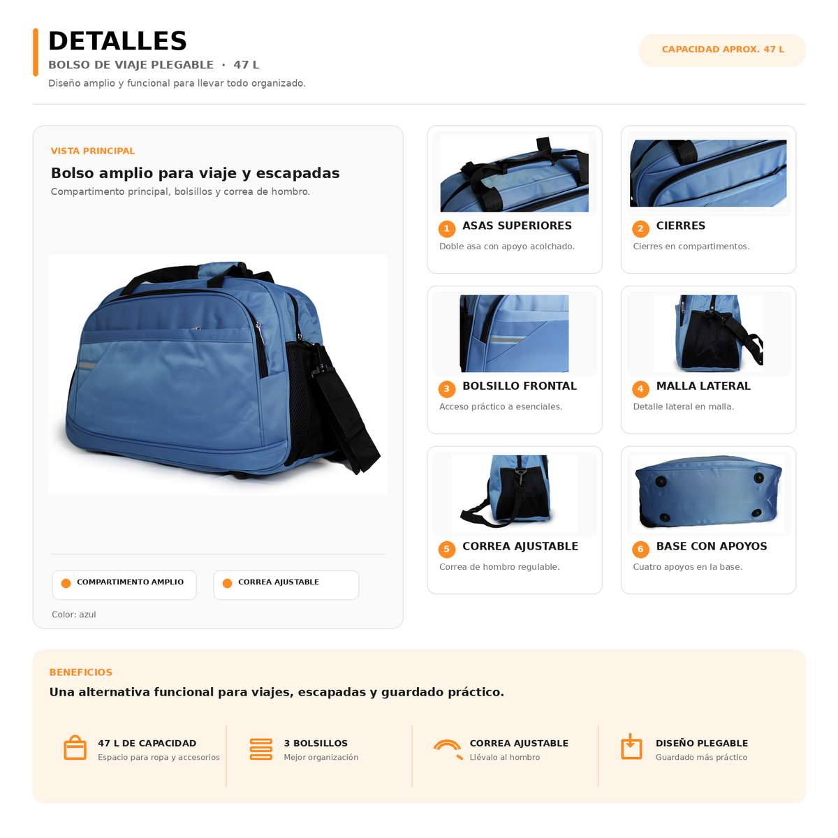 Bolso de Viaje 50L Grande HL002
