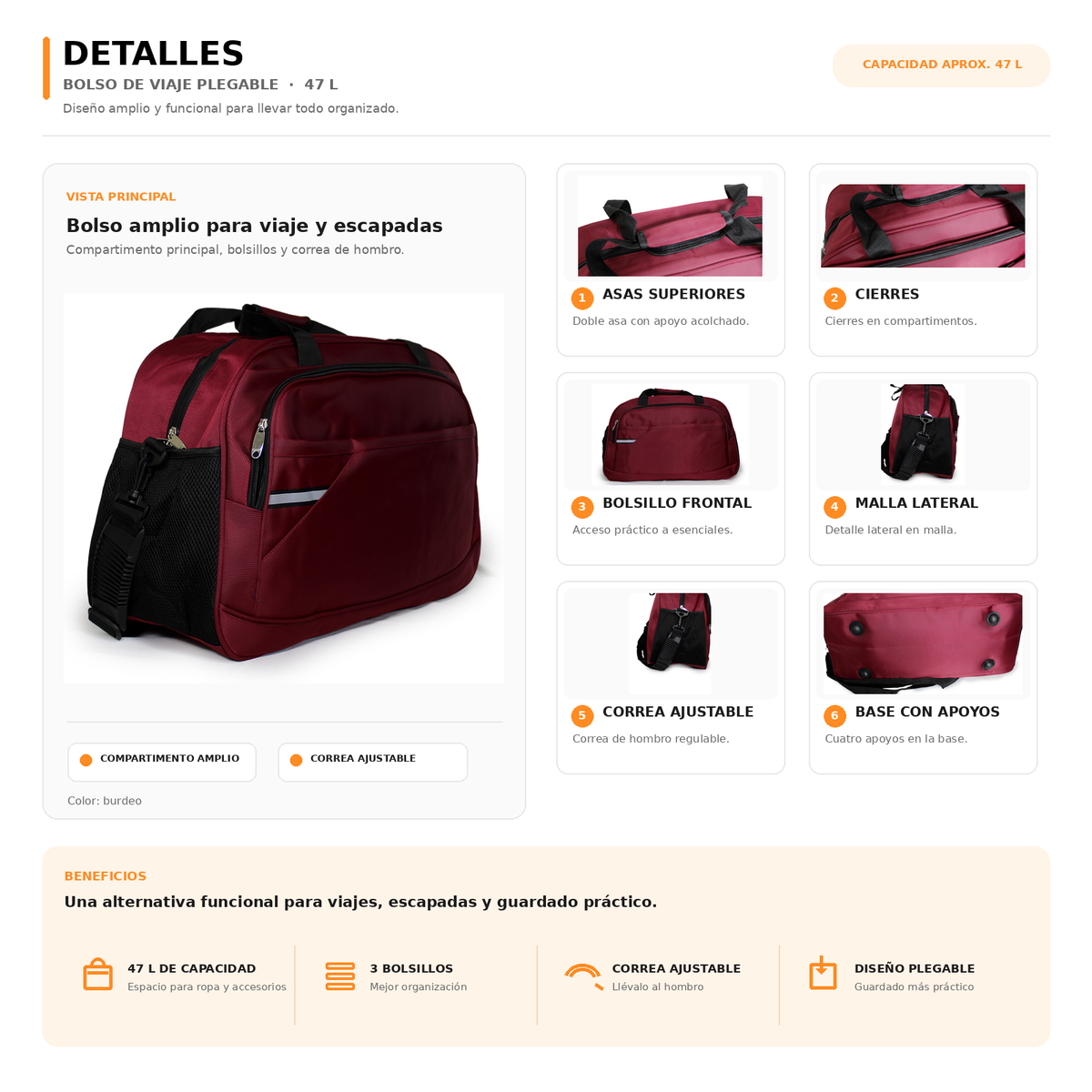 Bolso de Viaje 50L Grande HL002