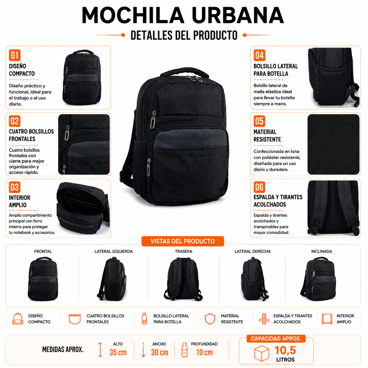 Mochila Urbana 11L Porta Notebook 2408