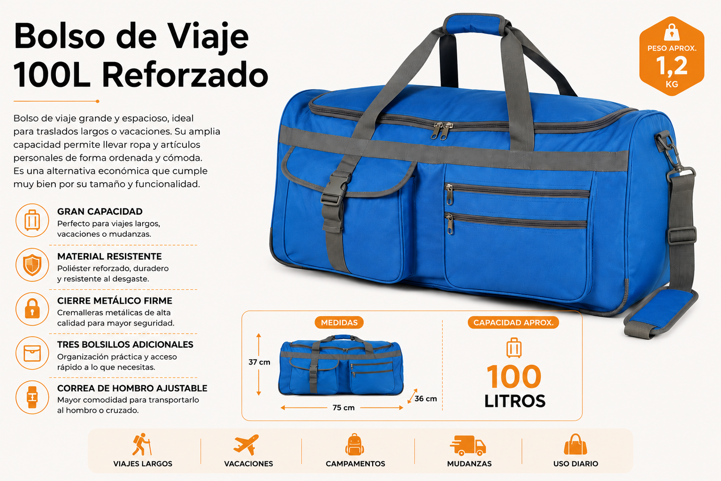 Bolso de Viaje 100L Reforzado 1109A