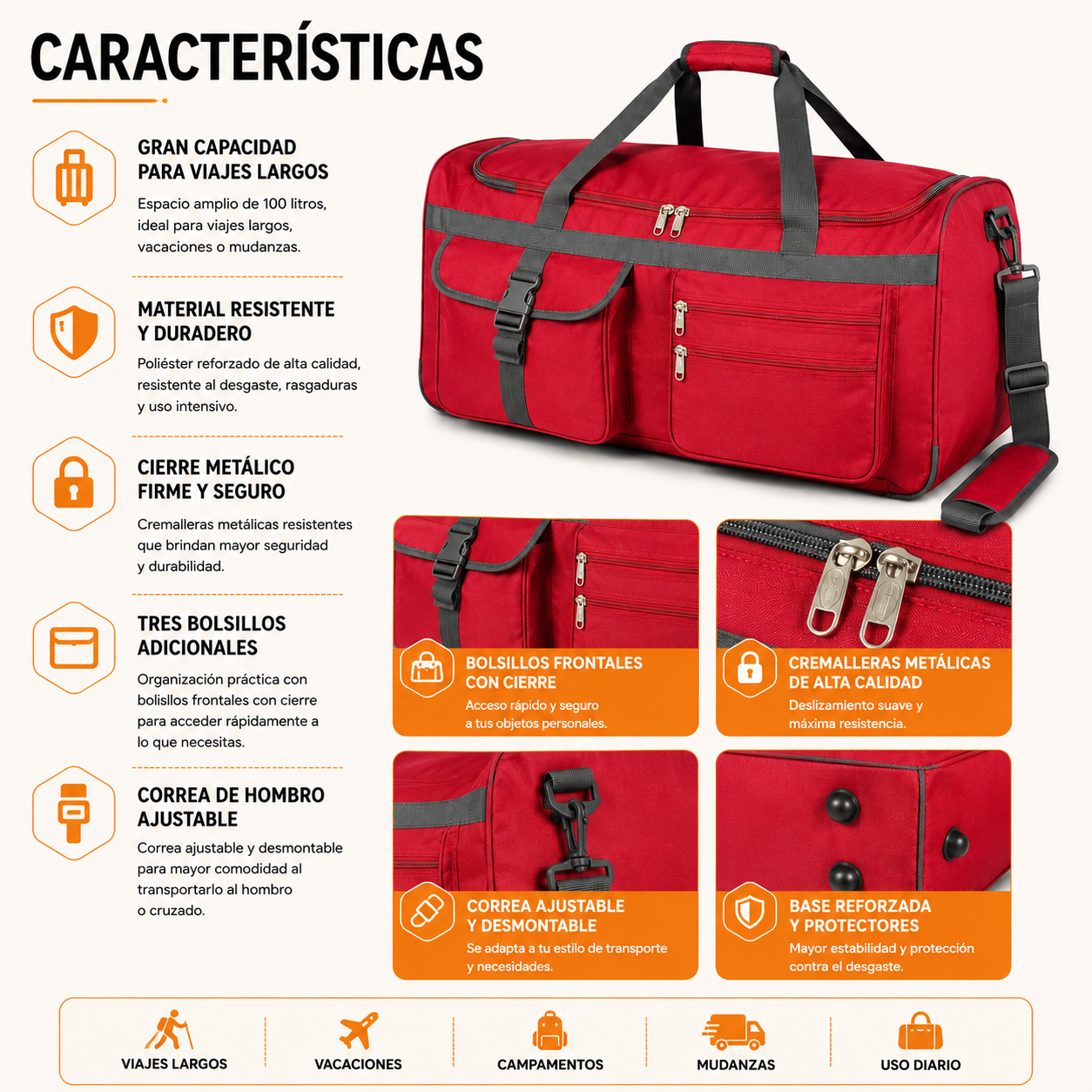 Bolso de Viaje 100L Reforzado 1109A