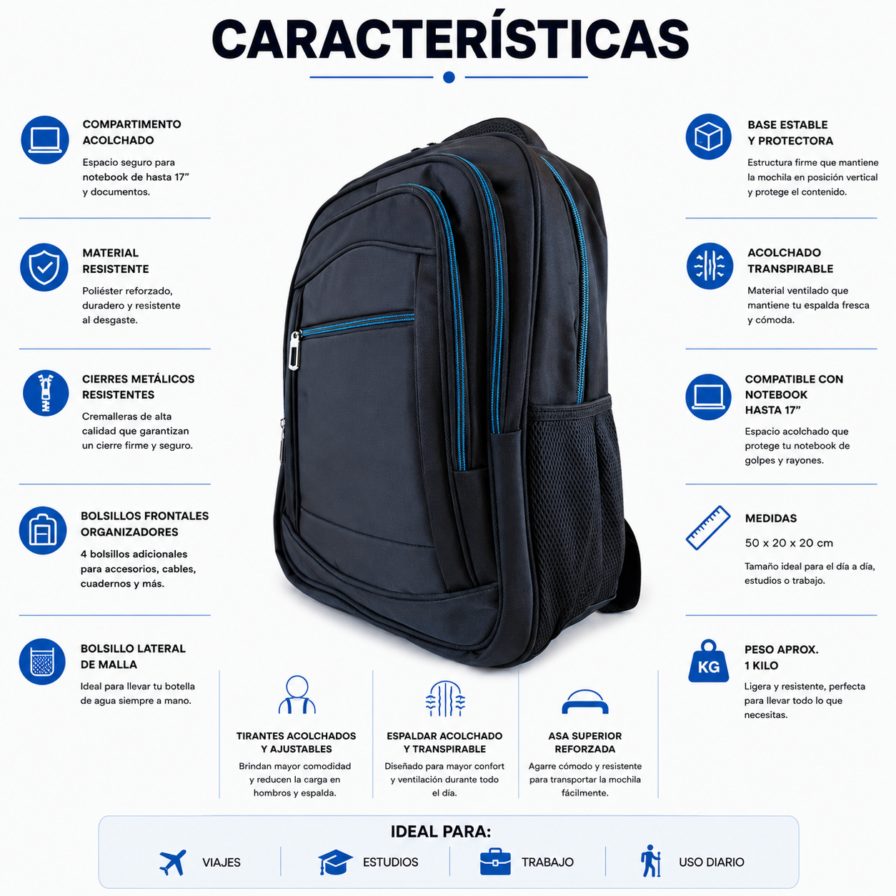 Mochila Acolchada 2019 PortaNotebook Corporativa 35L