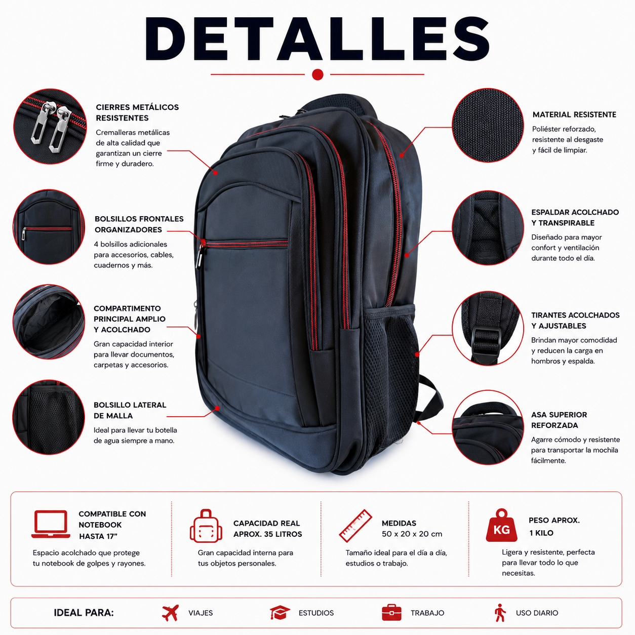 Mochila Acolchada 2019 PortaNotebook Corporativa 35L