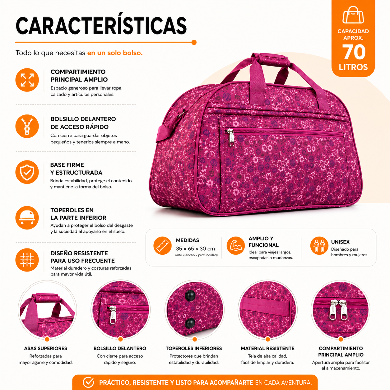 Bolso de Viaje 70L Grande 1104