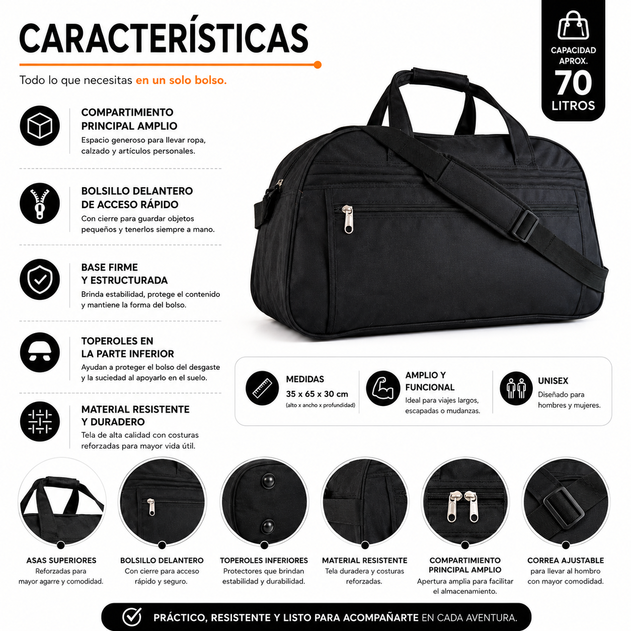 Bolso de Viaje 70L Grande 1104