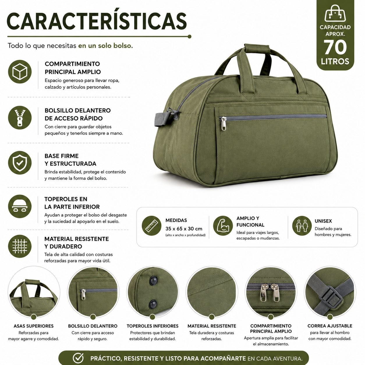 Bolso de Viaje 70L Grande 1104