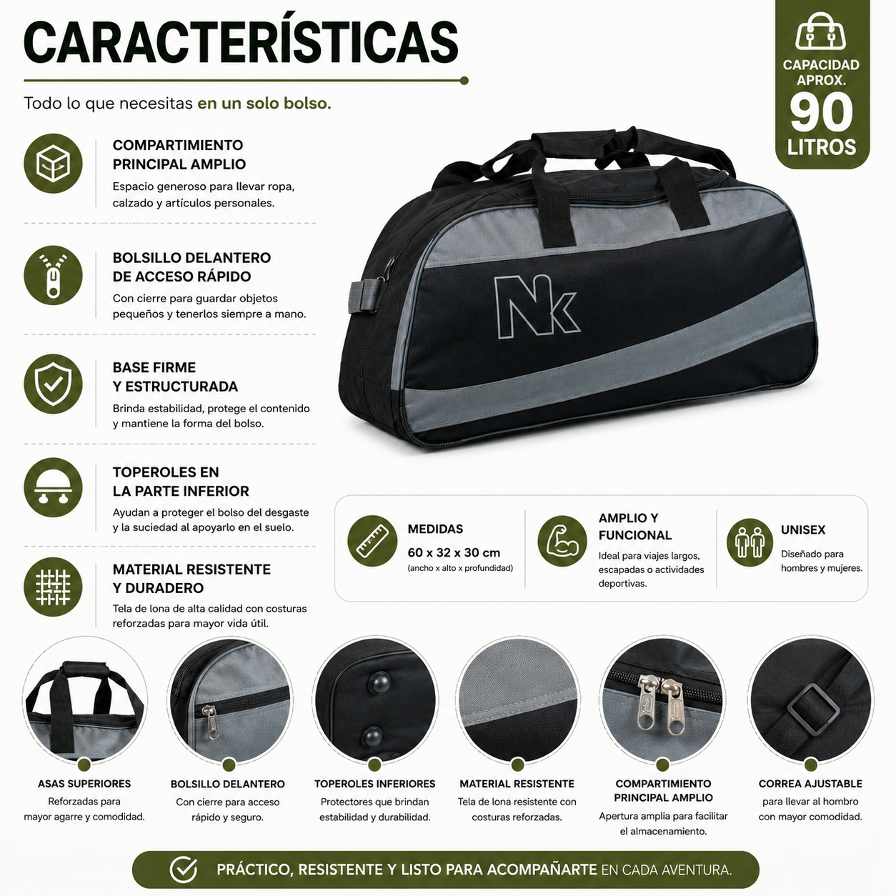 Bolso Deportivo 90L 1196A