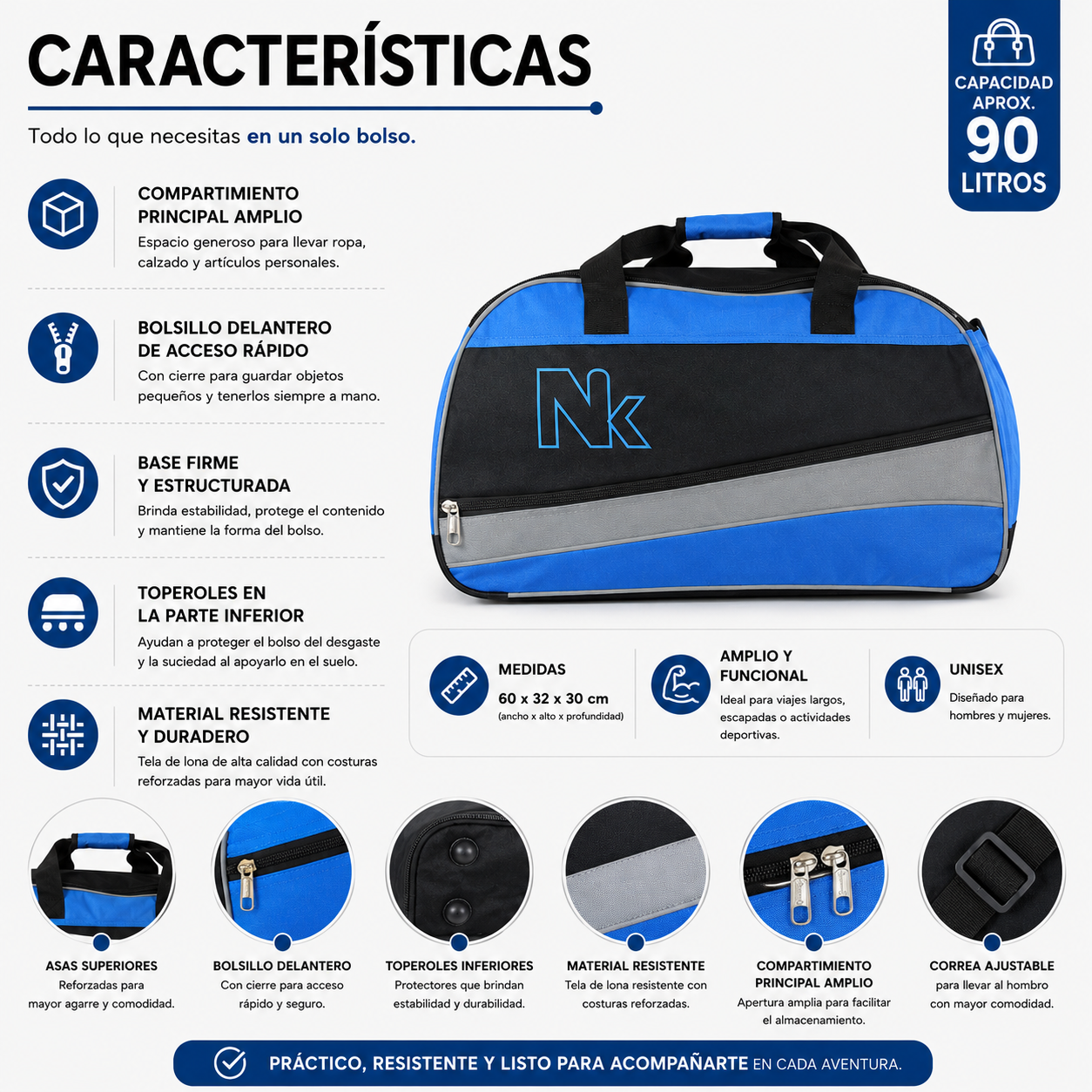 Bolso Deportivo 90L 1196A