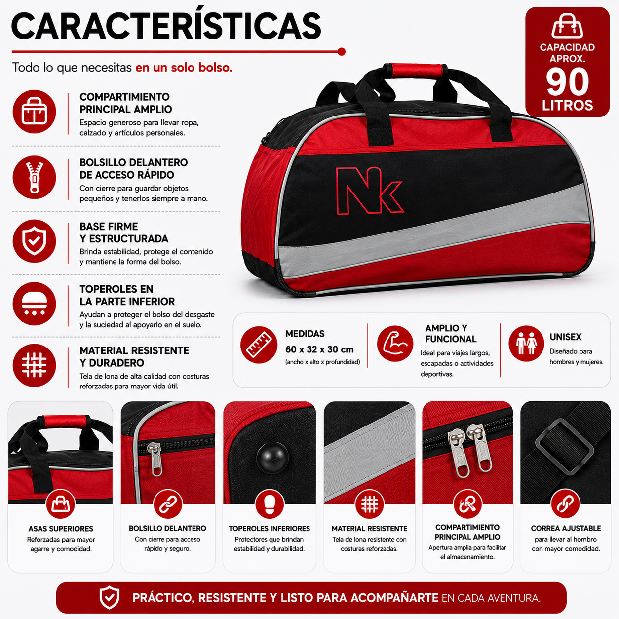 Bolso Deportivo 90L 1196A