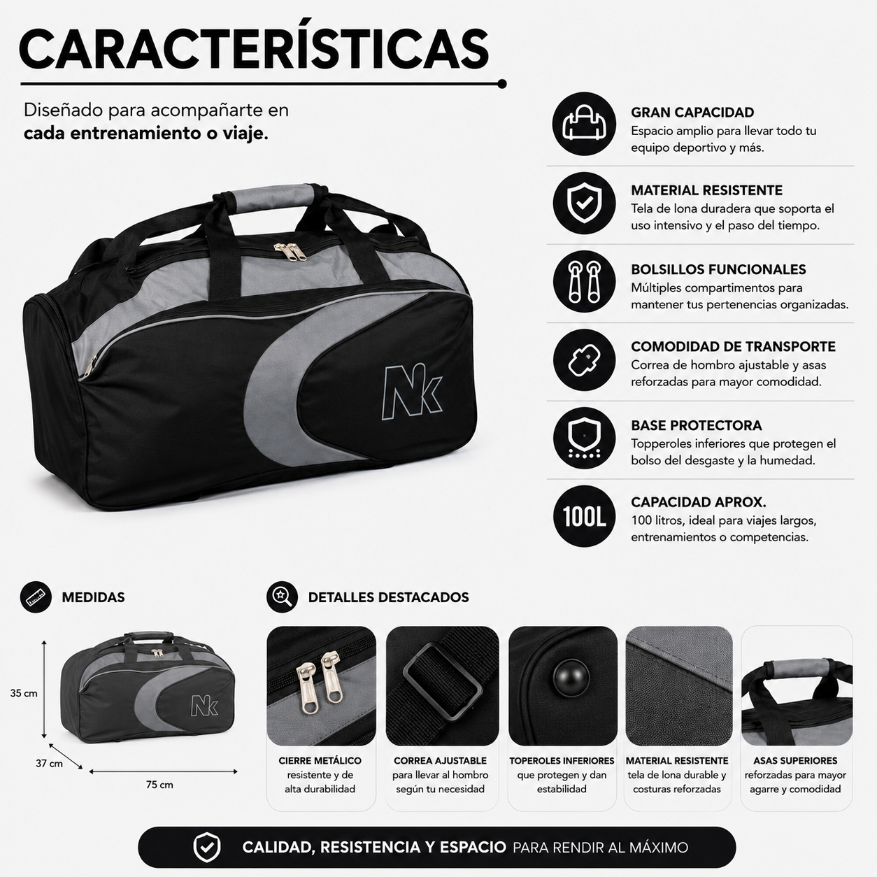 Bolso Raquetero 100L Grande 1133C