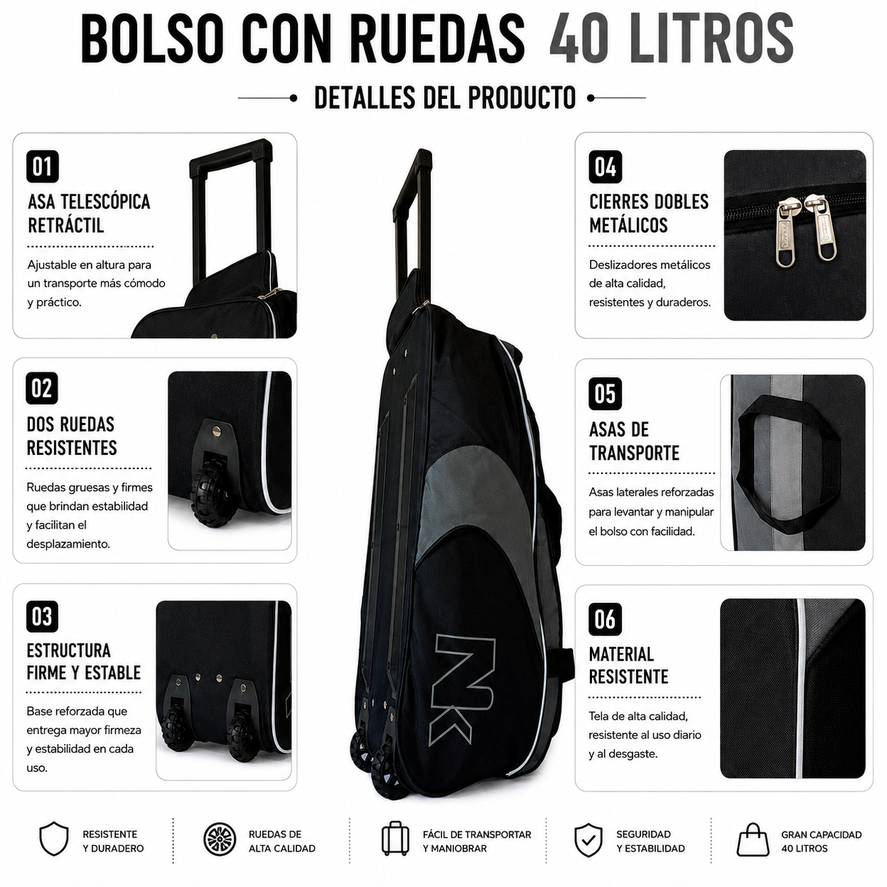 Bolso Con Ruedas 40L Mediana 1133E