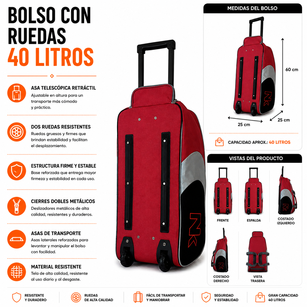 Bolso Con Ruedas 40L Mediana 1133E