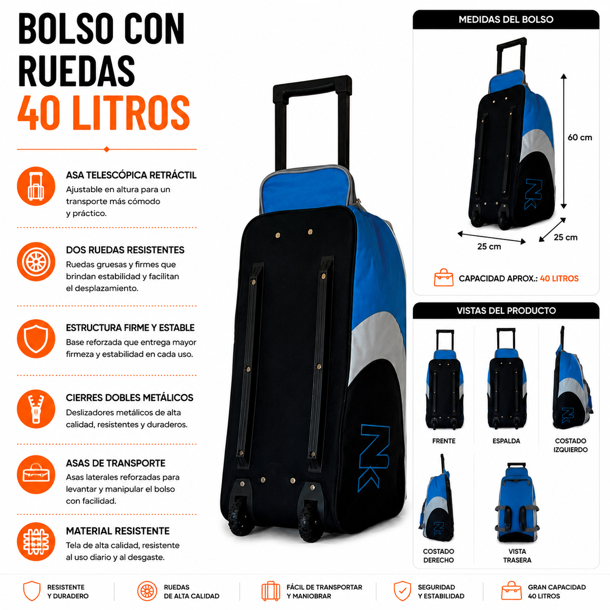 Bolso Con Ruedas 40L Mediana 1133E