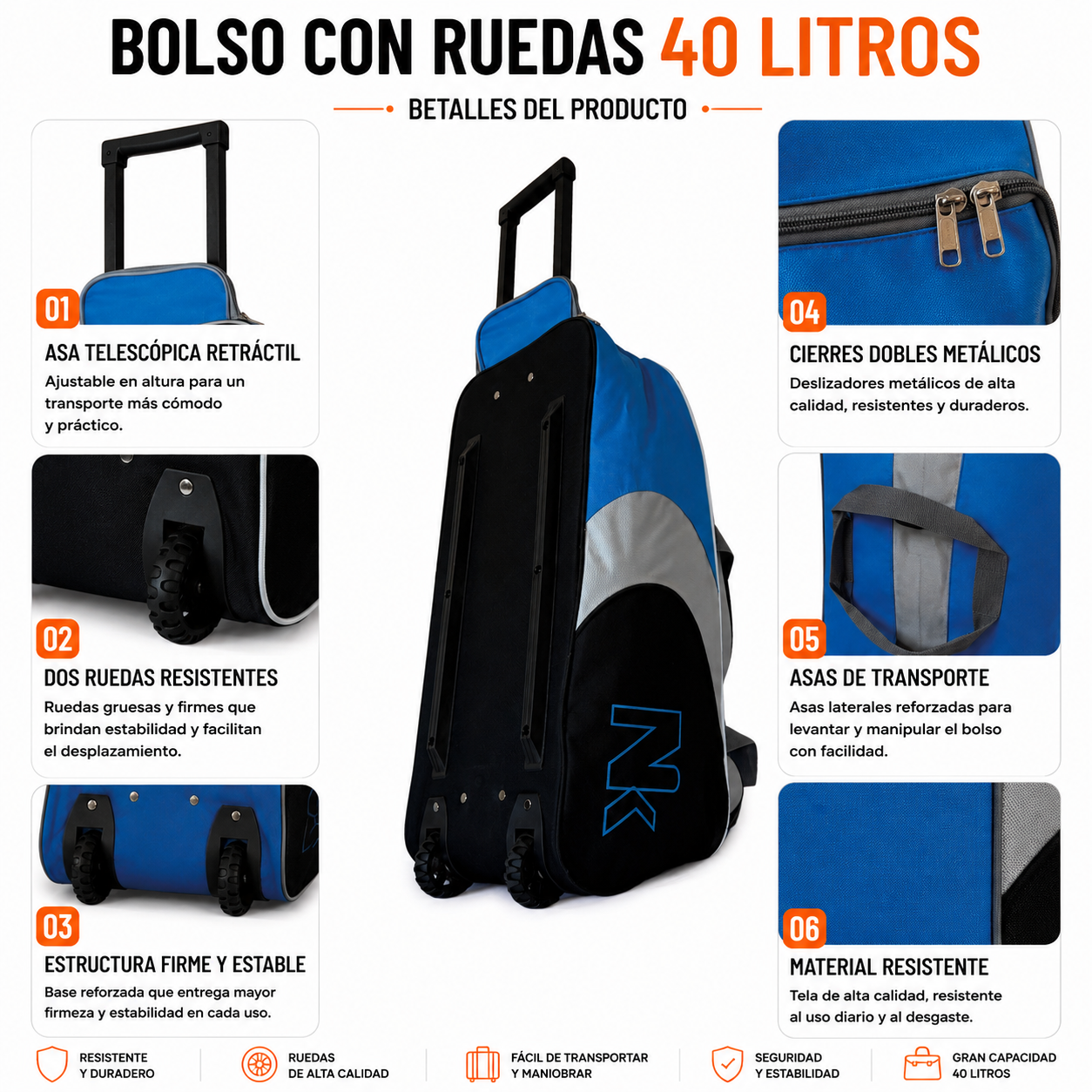Bolso Con Ruedas 40L Mediana 1133E