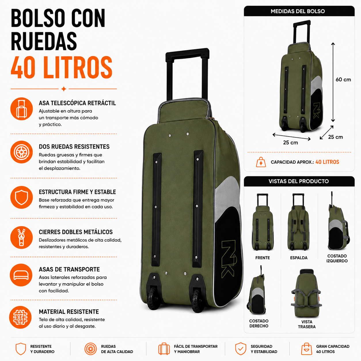 Bolso Con Ruedas 40L Mediana 1133E