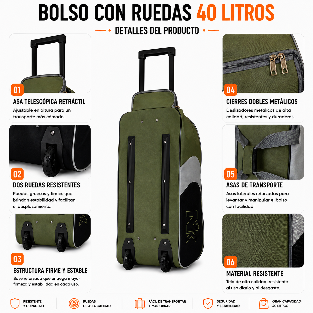 Bolso Con Ruedas 40L Mediana 1133E